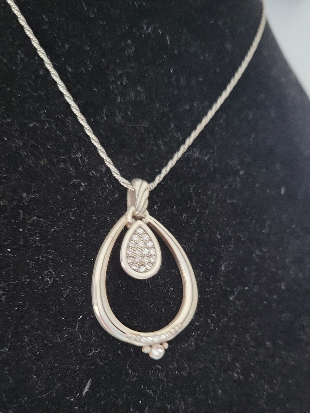 Brighton Silver Teardrop Pendant Necklace with Crystal Accents